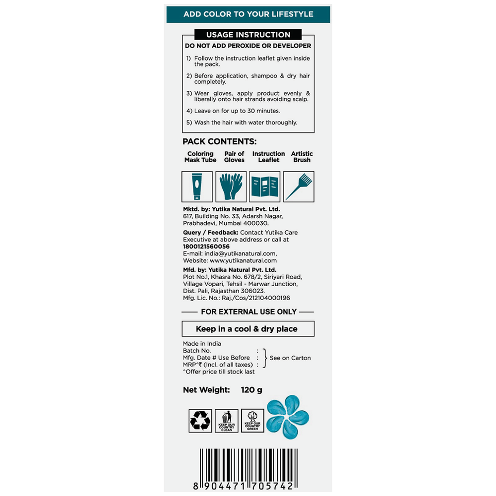 CosGlam Semi Permanent Hair Color | PPD & Ammonia free | Peacock Blue tube of 120 gm Cream CosGlam Semi Permanent Hair Color | PPD & Ammonia free | Peacock Blue tube of 120 gm Cream