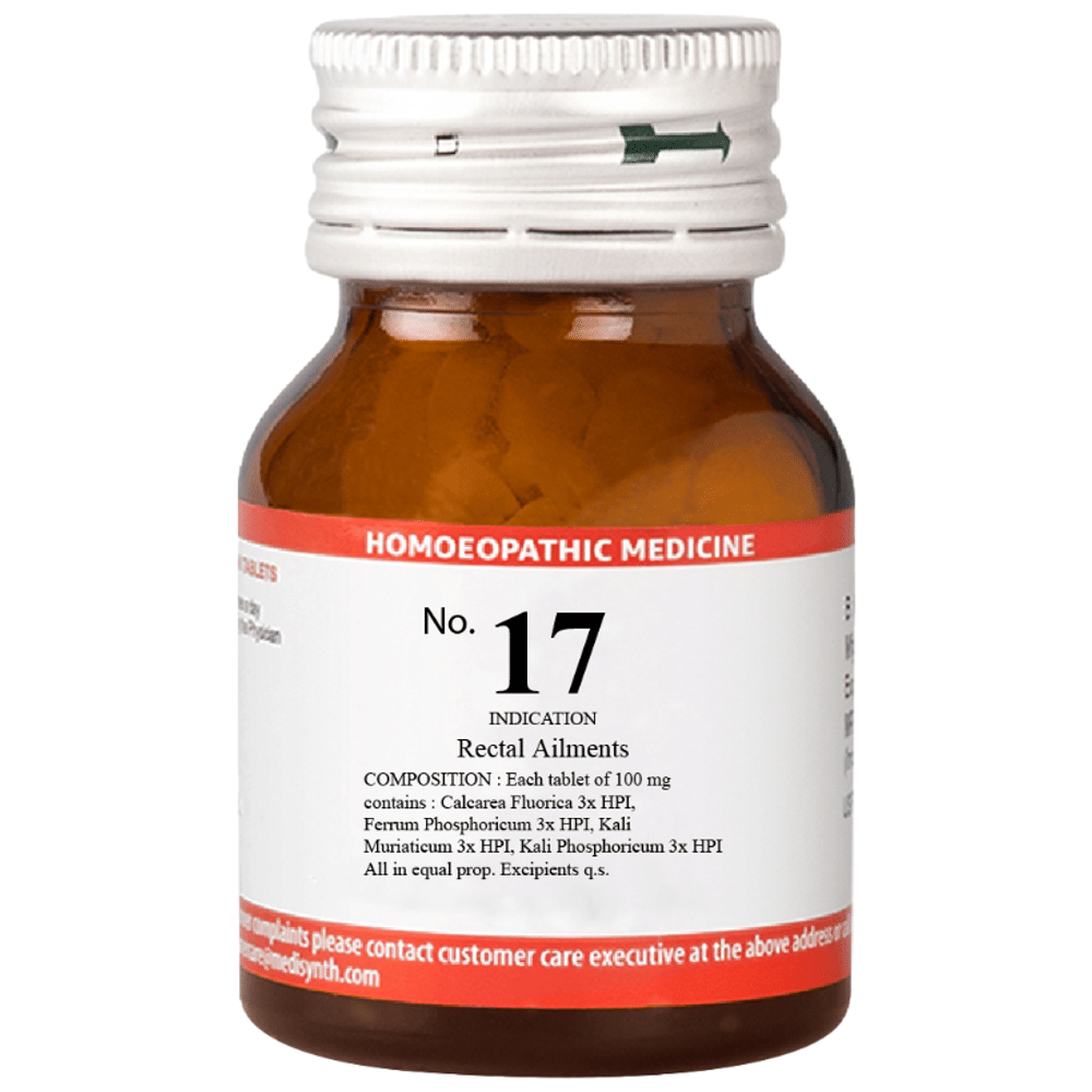 Medisynth Bio-chemic Combination No.17 Rectal Ailments bottle of 25 gm Biocombination Tablet Medisynth Bio-chemic Combination No.17 Rectal Ailments bottle of 25 gm Biocombination Tablet