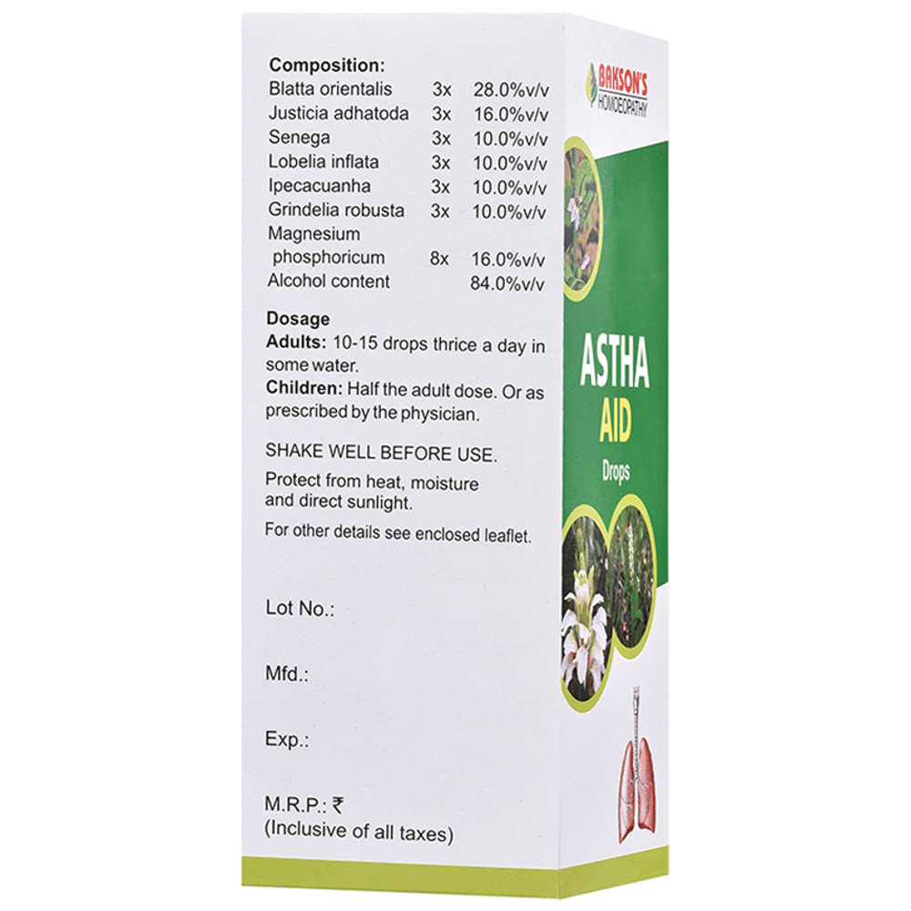Bakson's Homeopathy Astha Aid Drop bottle of 100 ml Drop