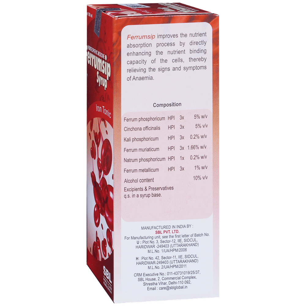 SBL Ferrumsip Syrup bottle of 180 ml Syrup
