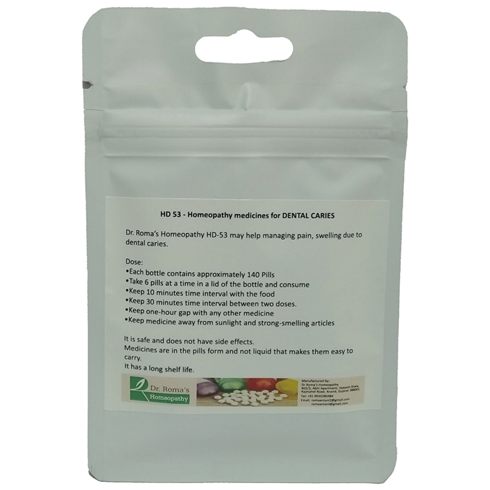 Dr. Romas Homeopathy HD-53 Dental Caries, 2 Bottles of 2 Dram packet of 2 bottles