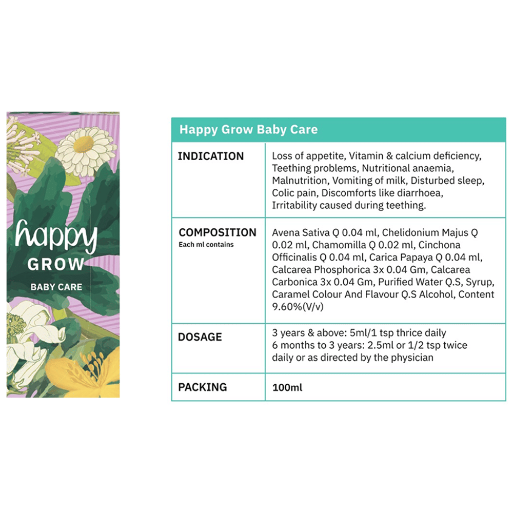 MB Happy Grow Baby Care Syrup bottle of 100 ml Syrup MB Happy Grow Baby Care Syrup bottle of 100 ml Syrup