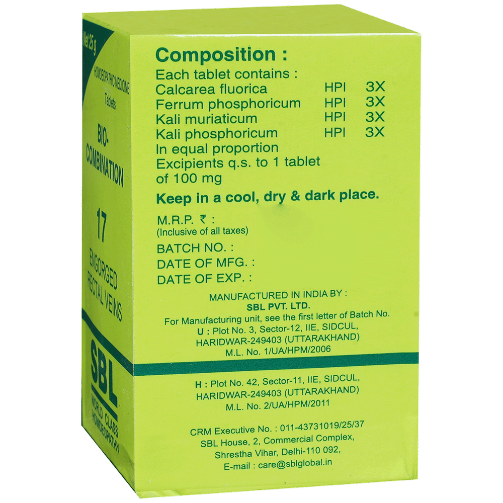 SBL Bio-Combination 17 Tablet bottle of 25 gm Biocombination Tablet