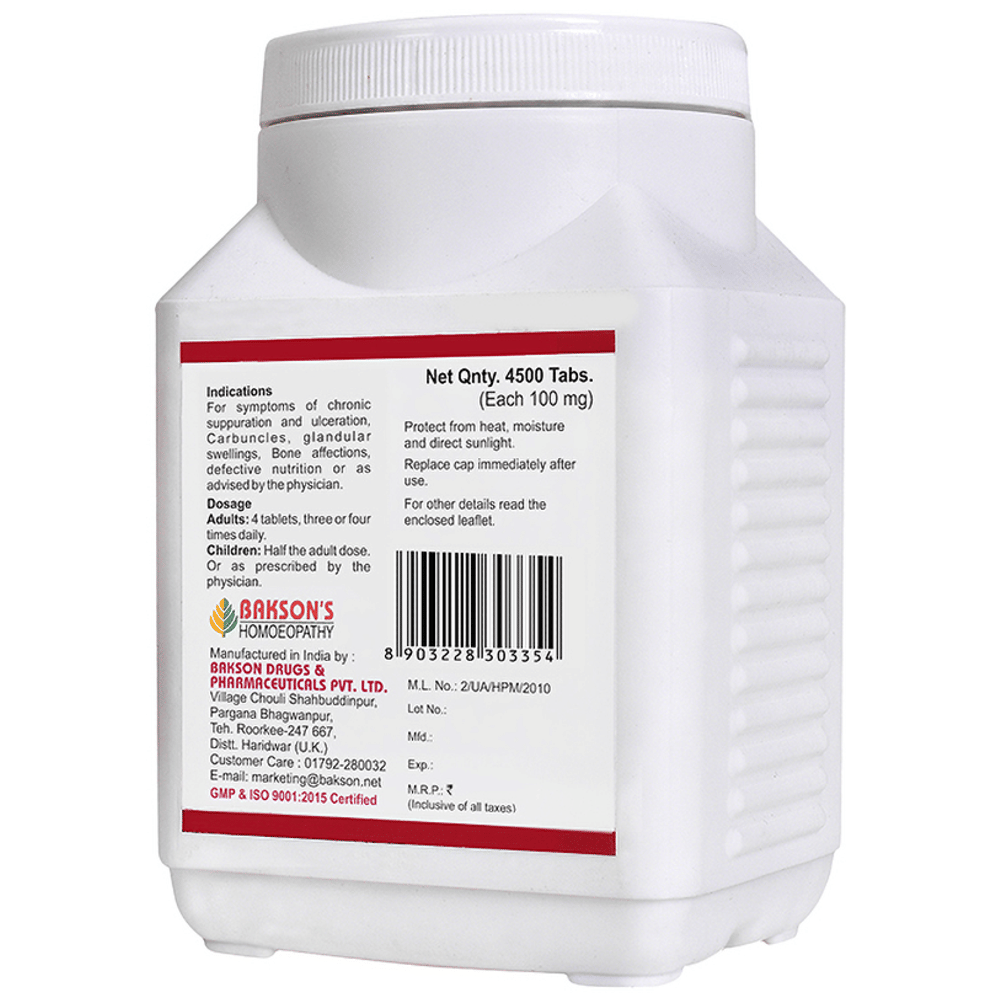 Bakson's Homeopathy Silicea Biochemic Tablet 30X bottle of 4500 biochemic tablets Bakson's Homeopathy Silicea Biochemic Tablet 30X bottle of 4500 biochemic tablets