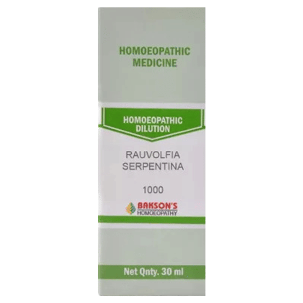 Bakson's Homeopathy Rauvolfia Serpentina Dilution 1000 CH bottle of 30 ml Dilution