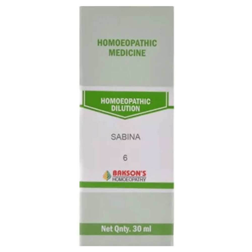 Bakson's Homeopathy Sabina Dilution 6 bottle of 30 ml Dilution