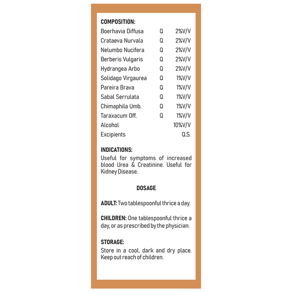 Dr Kushwah's H 8B Urea & Creatinine Syrup Sugar Free bottle of 225 ml Syrup