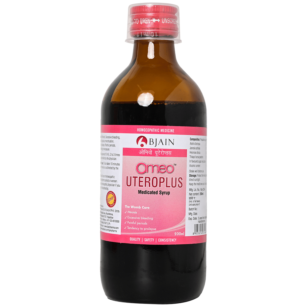Bjain Omeo Uteroplus Medicated Syrup bottle of 200 ml Syrup