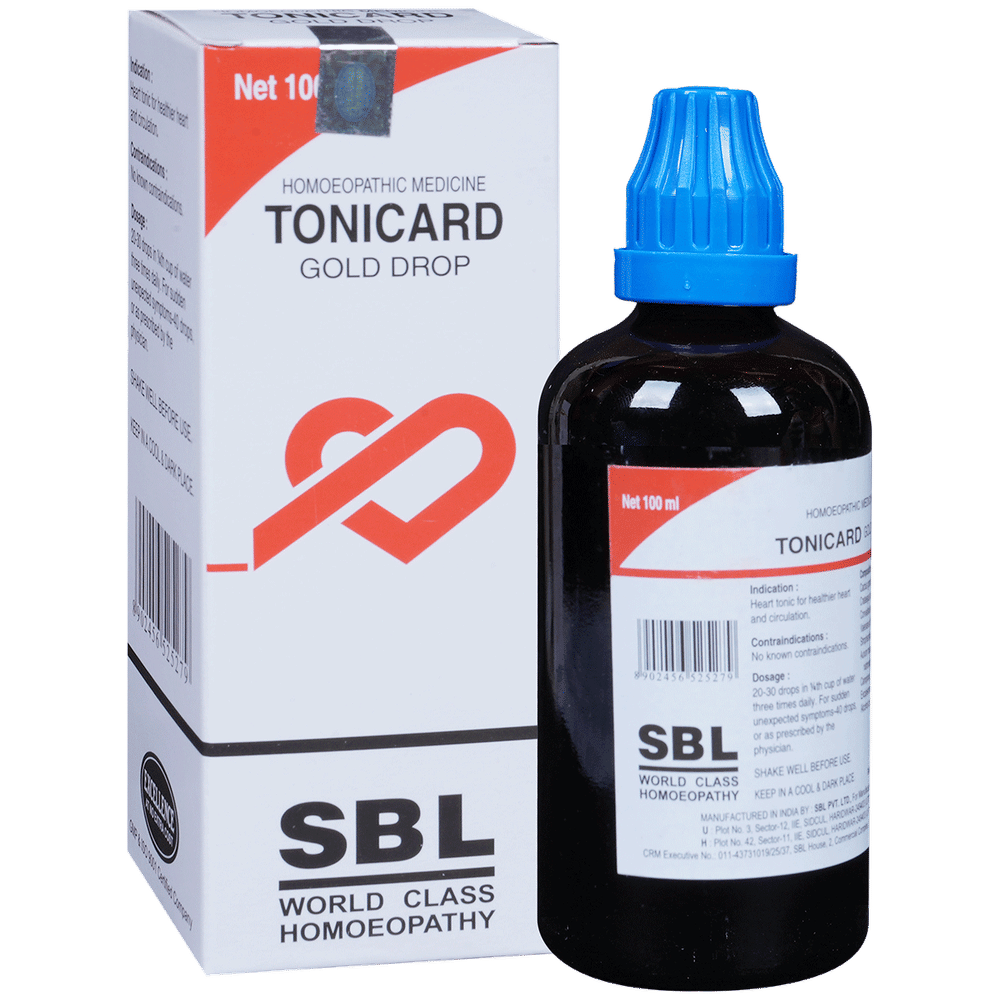 SBL Tonicard Gold Drop Homeopathic Medicine bottle of 100 ml Drop