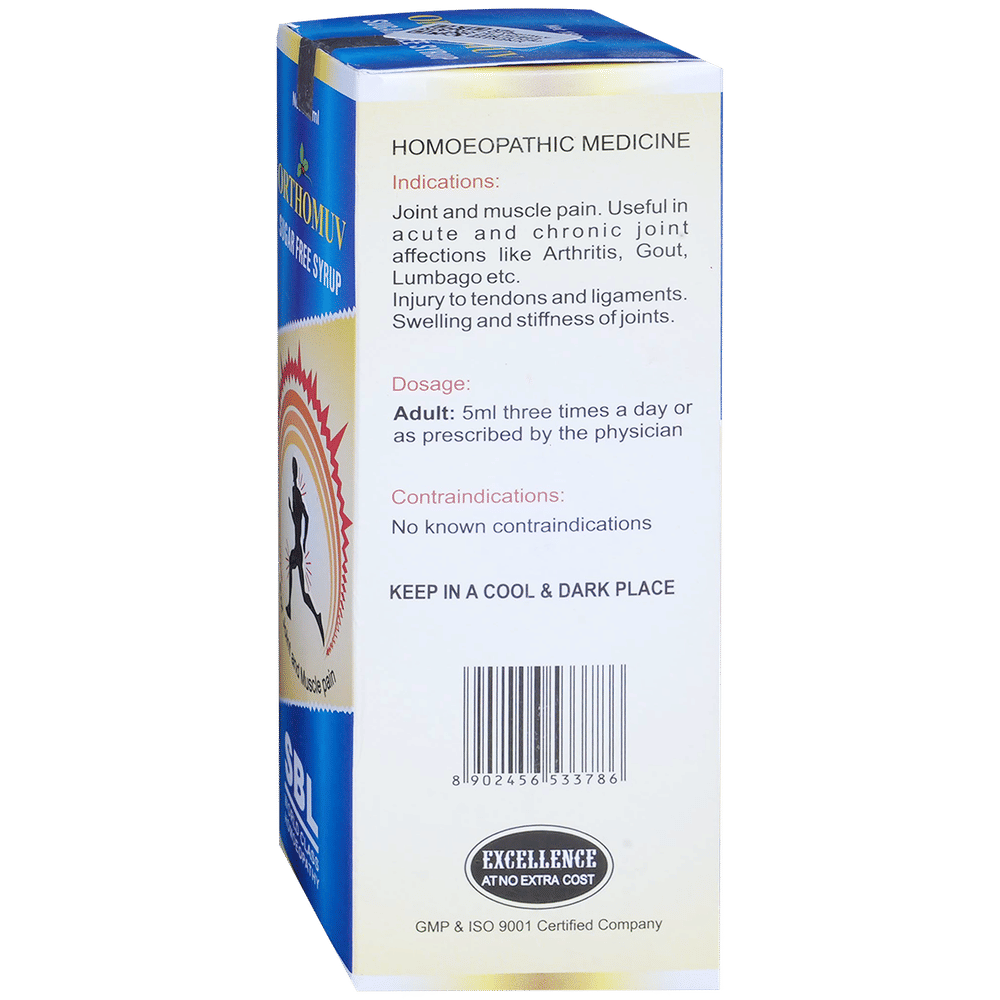 SBL Orthomuv Sugar Free Syrup bottle of 180 ml Syrup