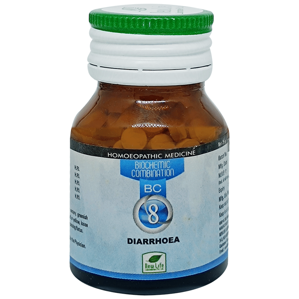 New Life Bio Combination No.8 Diarrhoea bottle of 25 gm Biocombination Tablet New Life Bio Combination No.8 Diarrhoea bottle of 25 gm Biocombination Tablet