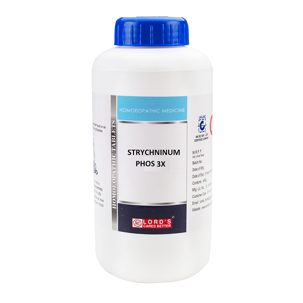 Lord's Strychninum Phos Trituration Tablet 3X bottle of 450 gm Trituration Tablet