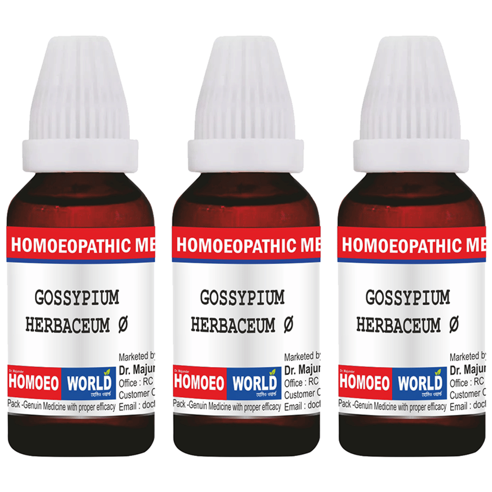 Dr. Majumder Homeo World Gossypium Herbaceum Mother Tincture (30ml Each) Q combo pack of 3 bottles