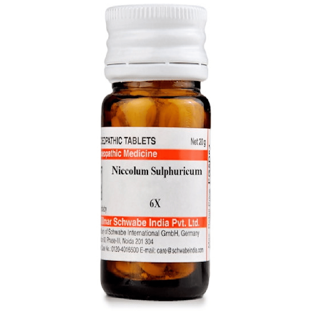 Dr Willmar Schwabe India Niccolum Sulphuricum Trituration Tablet 6X bottle of 20 gm Trituration Tablet