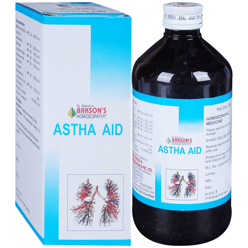 Bakson's Homeopathy Astha Aid Syrup bottle of 450 ml Syrup