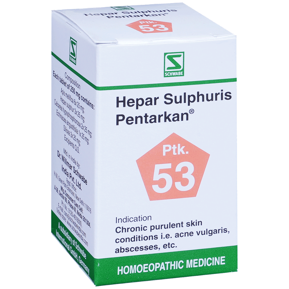 Dr Willmar Schwabe India Hepar Sulphuris Pentarkan Tablet bottle of 20 gm Tablet