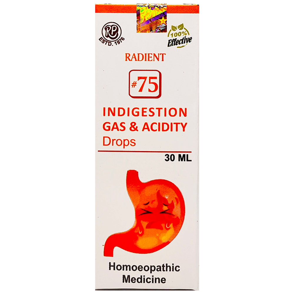 Radient #75 Indigestion Gas and Acidity Drops bottle of 30 ml Oral Drops