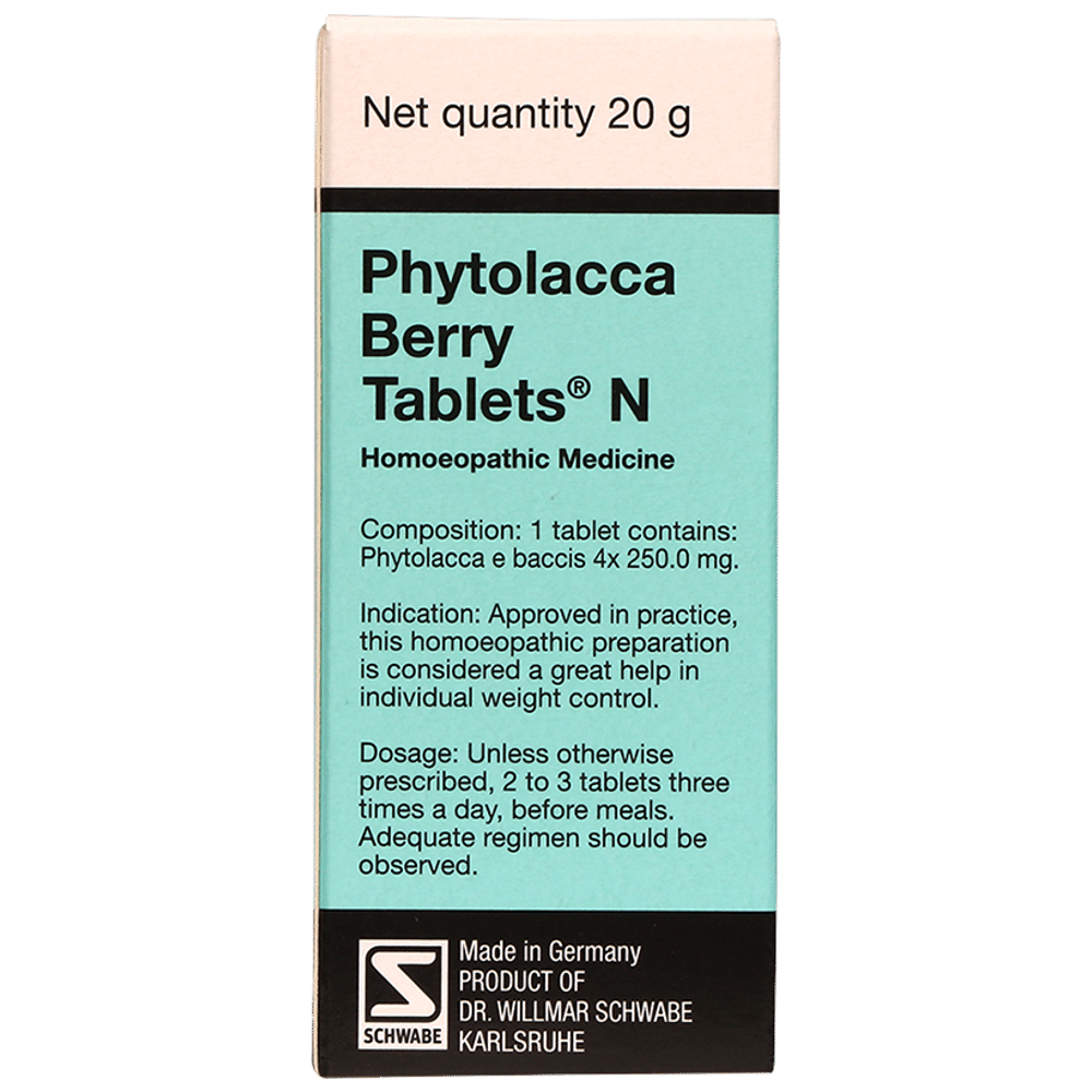 Dr Willmar Schwabe Germany Phytolacca Berry Tablet bottle of 20 gm Tablet
