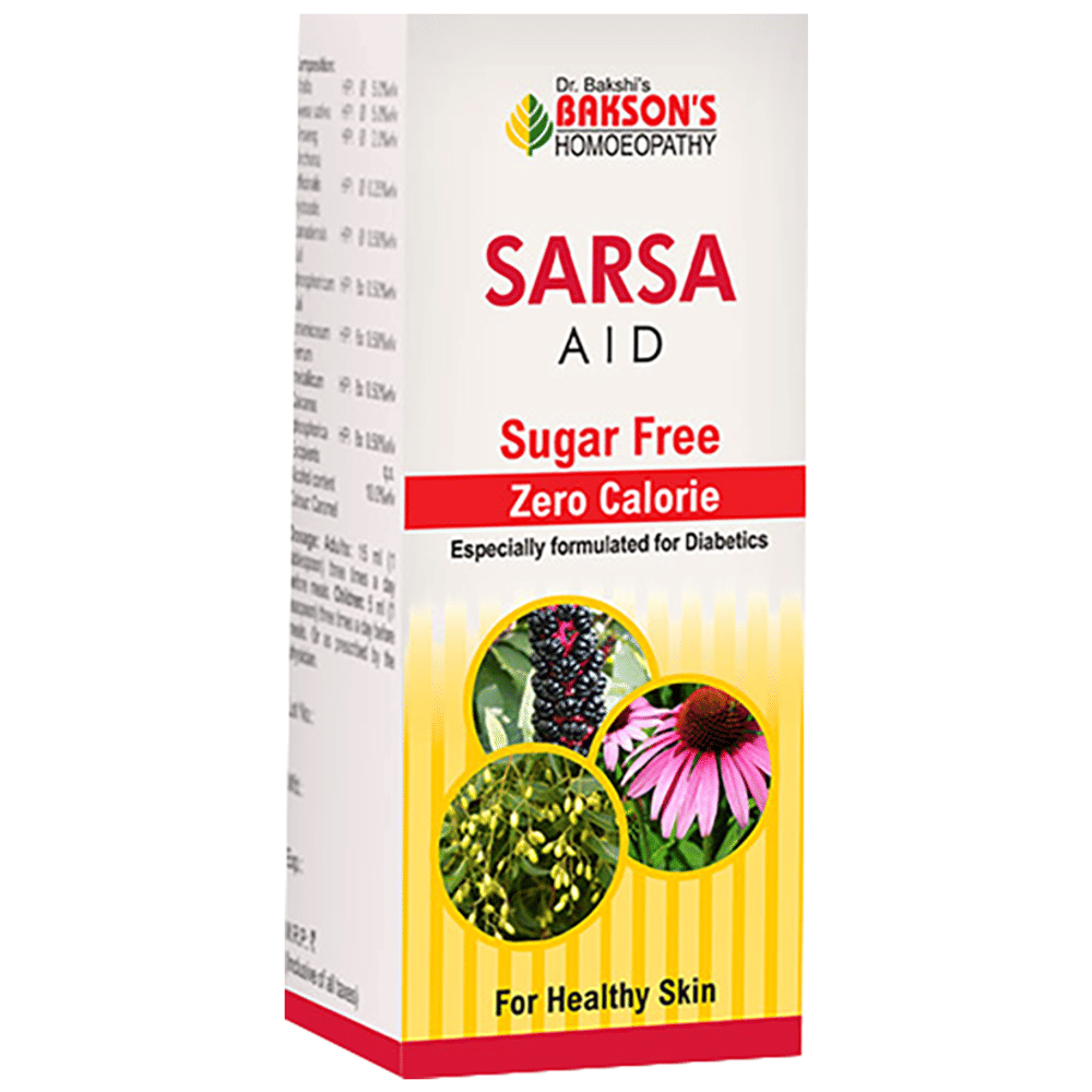 Bakson's Homeopathy Sarsa Aid Syrup Sugar Free bottle of 115 ml Syrup