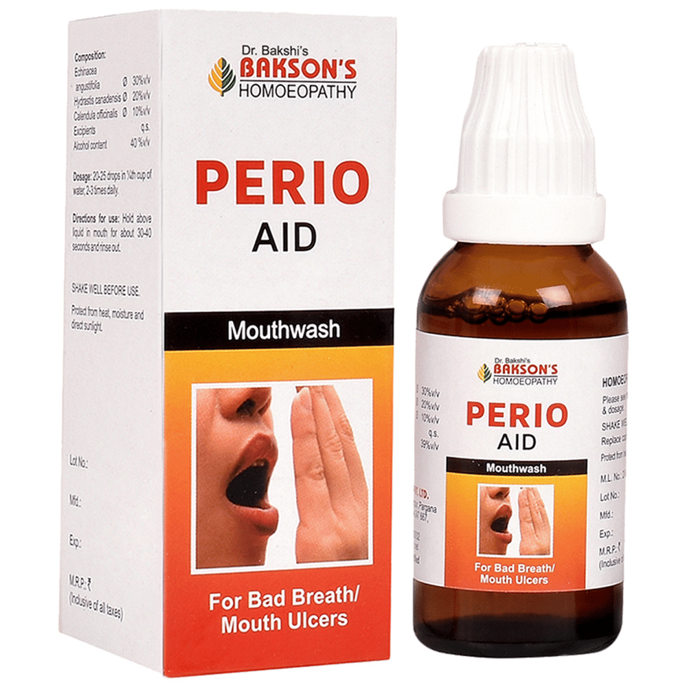 Bakson's Homeopathy Perio Aid Mouth Wash bottle of 30 ml Mouth Wash