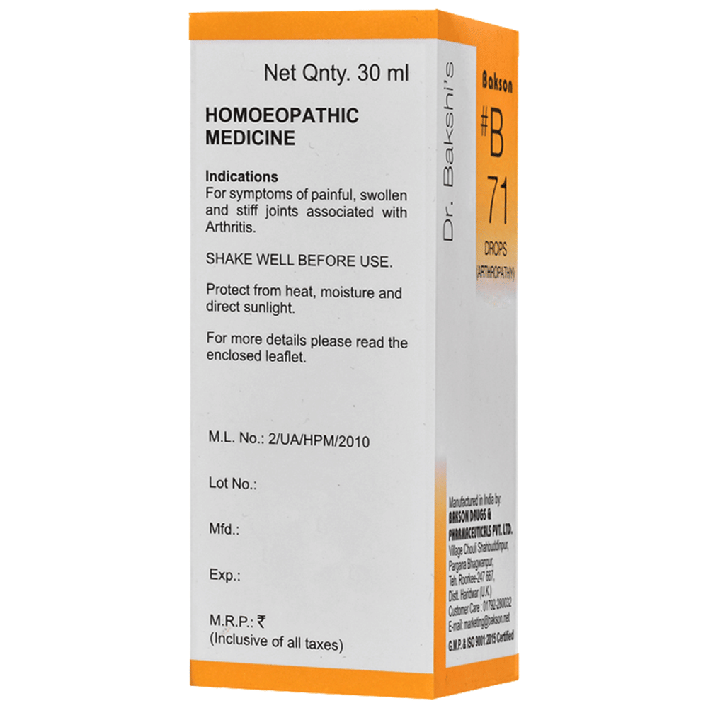 Bakson B71 Arthropathy Drop bottle of 30 ml Drop