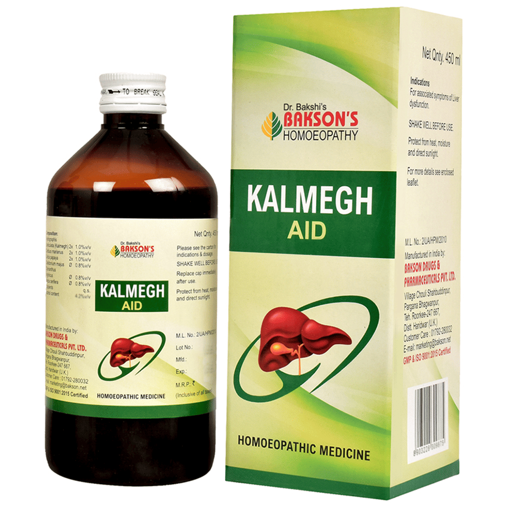 Bakson's Homeopathy Kalmegh Aid Syrup bottle of 450 ml Syrup