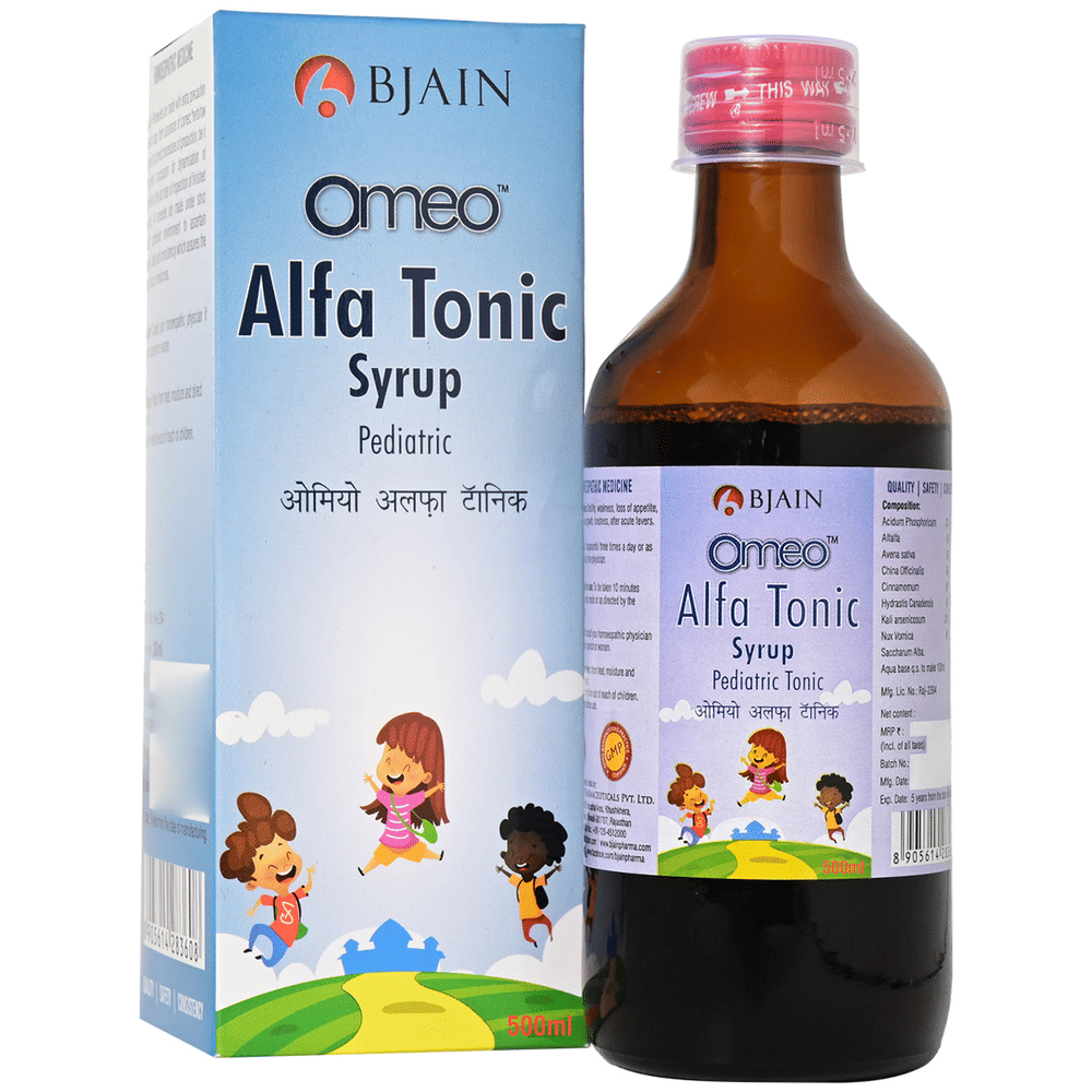 Bjain Omeo Alfa Tonic Syrup bottle of 500 ml Syrup