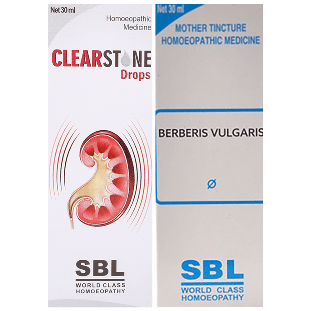Combo Pack of SBL Clearstone Drop & SBL Berberis Vulgaris Mother Tincture Q (30ml Each) combo pack of 2 bottles