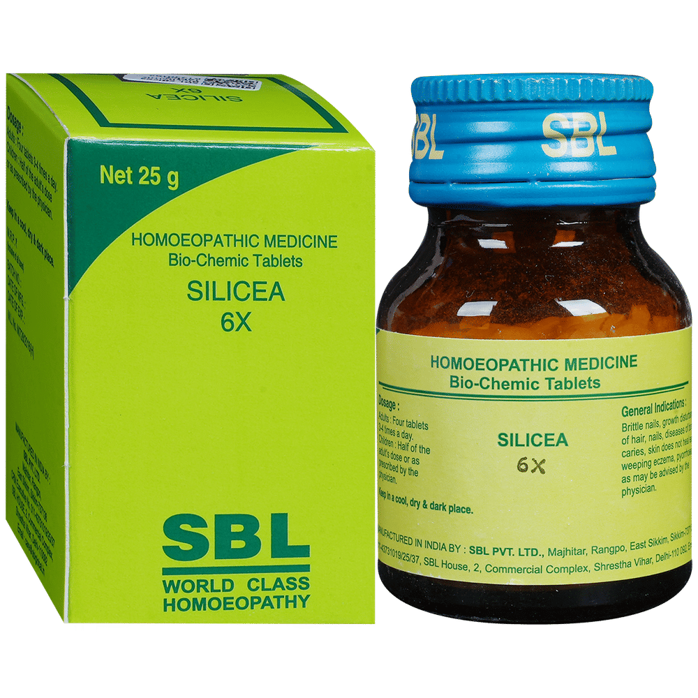 SBL Silicea Biochemic Tablet 6X bottle of 25 gm Biochemic Tablet