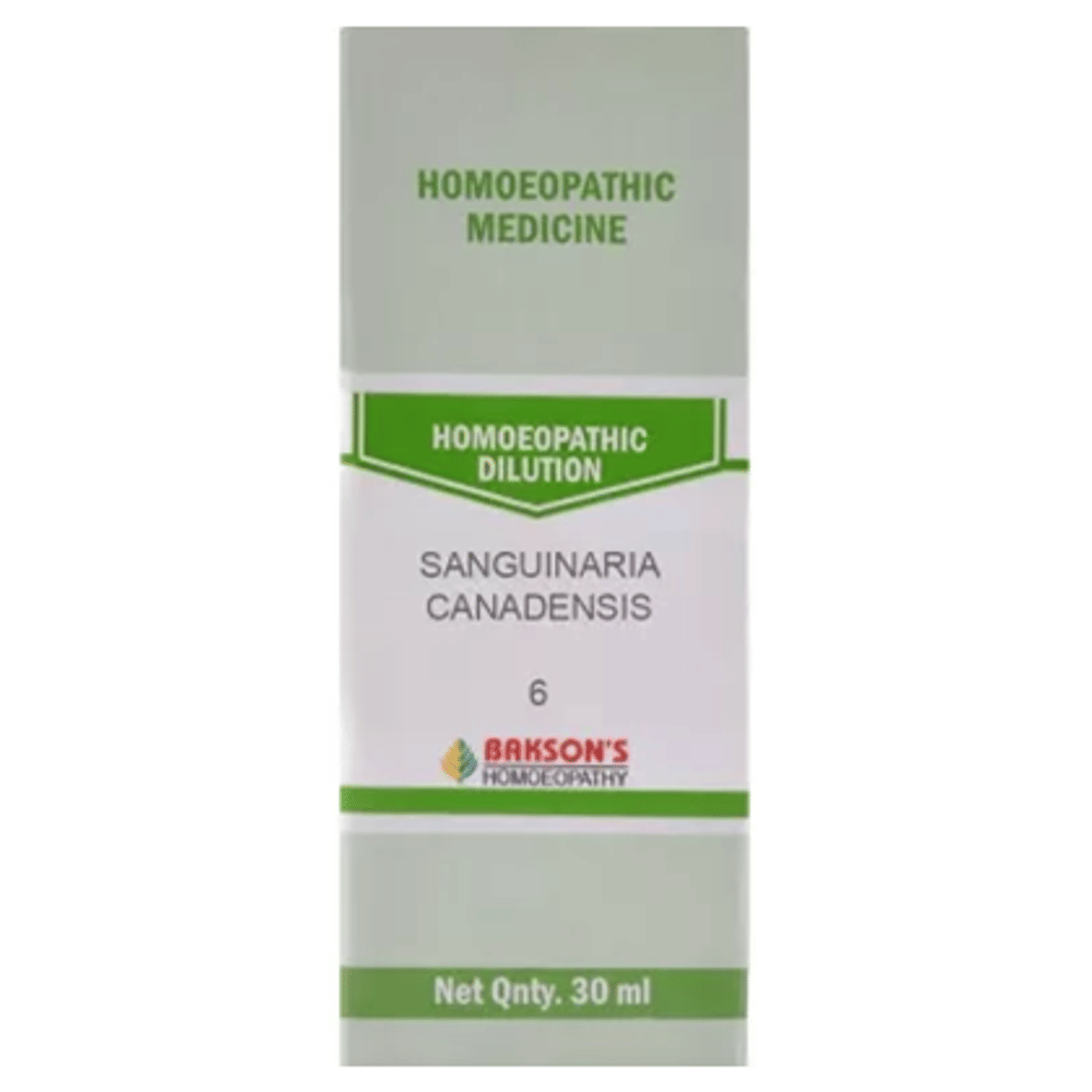 Bakson's Homeopathy Sanguinaria Canadensis Dilution 6 bottle of 30 ml Dilution