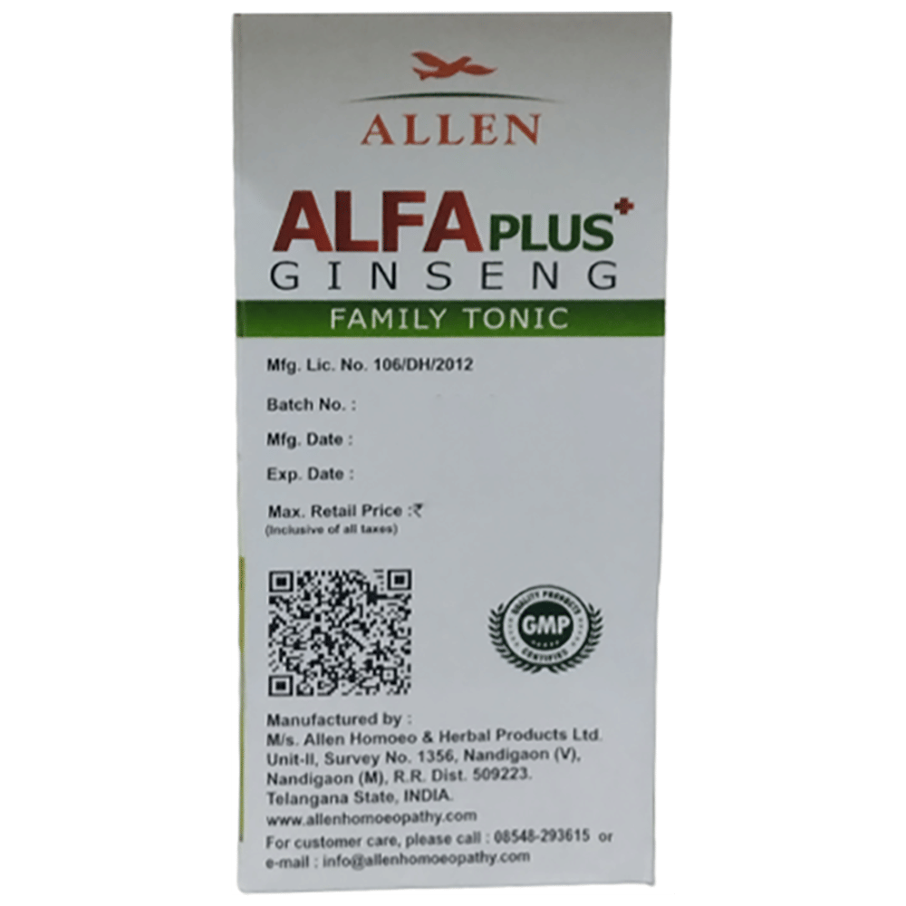 Allen Alfa Plus Ginseng Family Tonic bottle of 30 ml Tonic