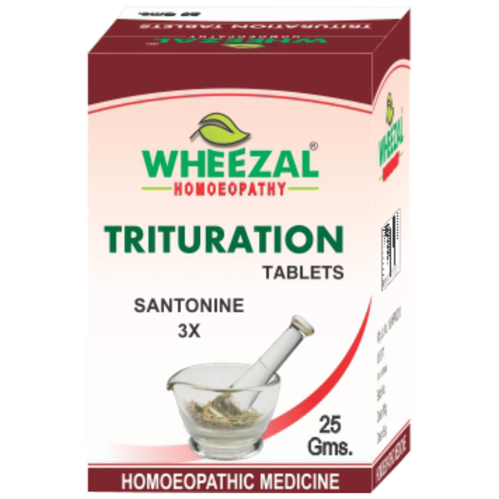 Wheezal Santonine Trituration Tablet 3X bottle of 25 gm Trituration Tablet