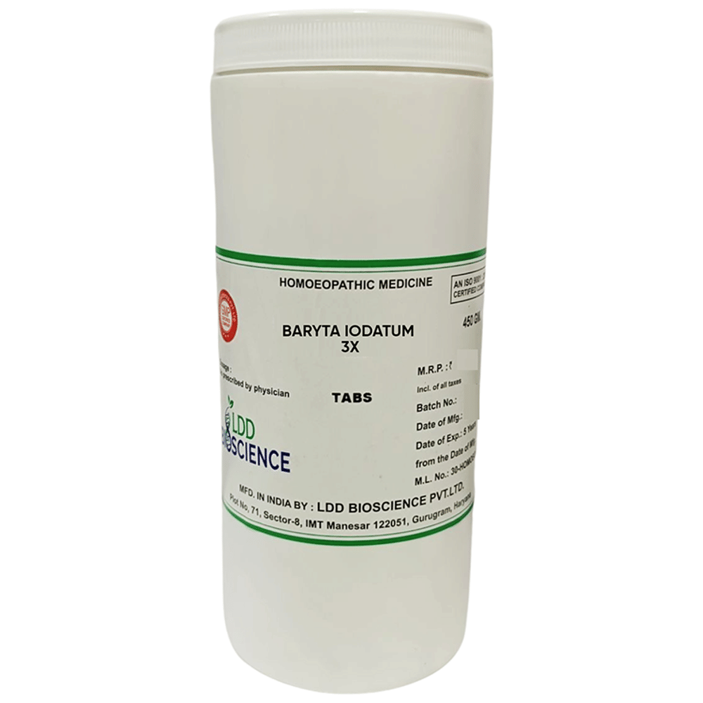 LDD Bioscience Baryta Iodatum 3X bottle of 450 gm Tablet