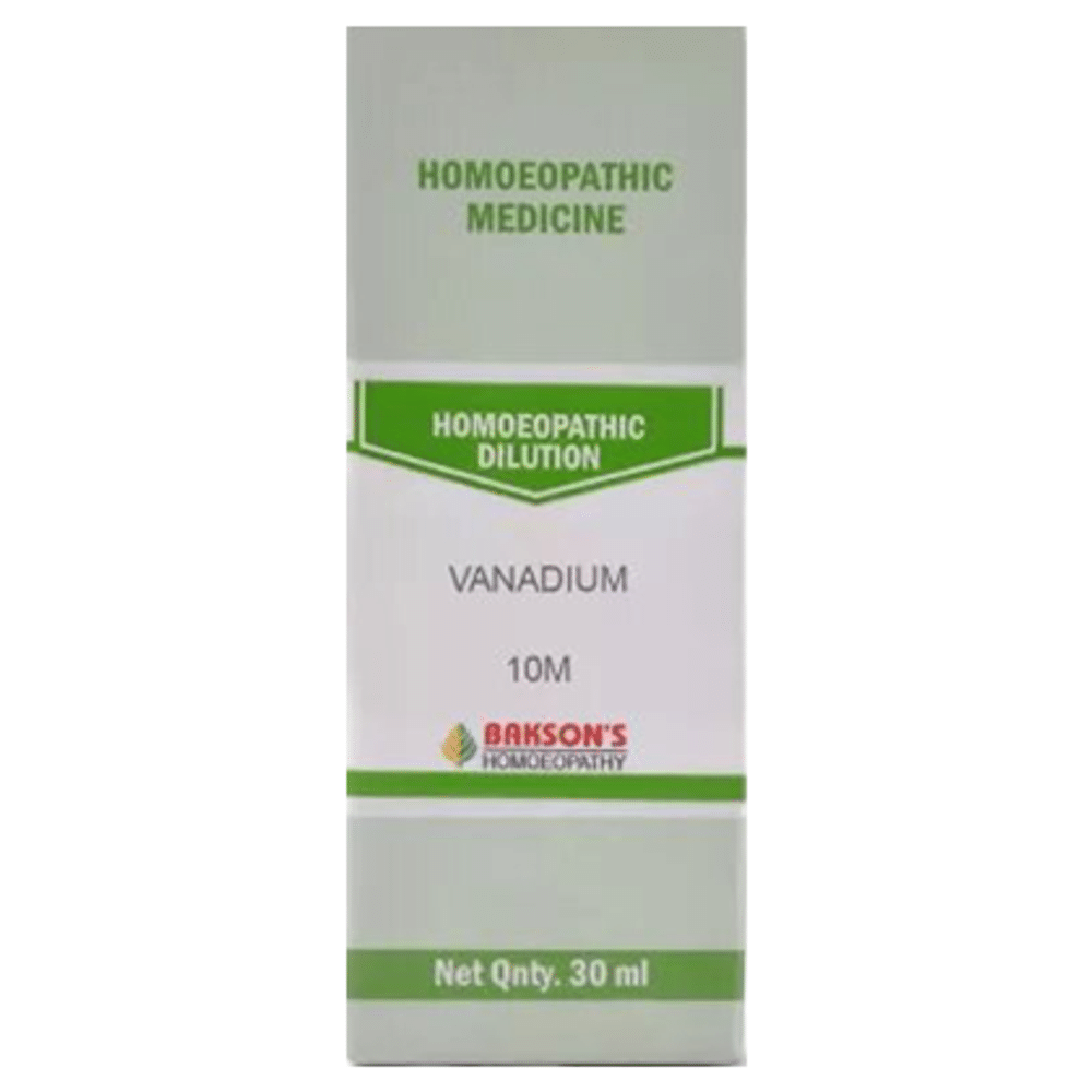 Bakson's Homeopathy Vanadium Dilution 10M bottle of 30 ml Dilution