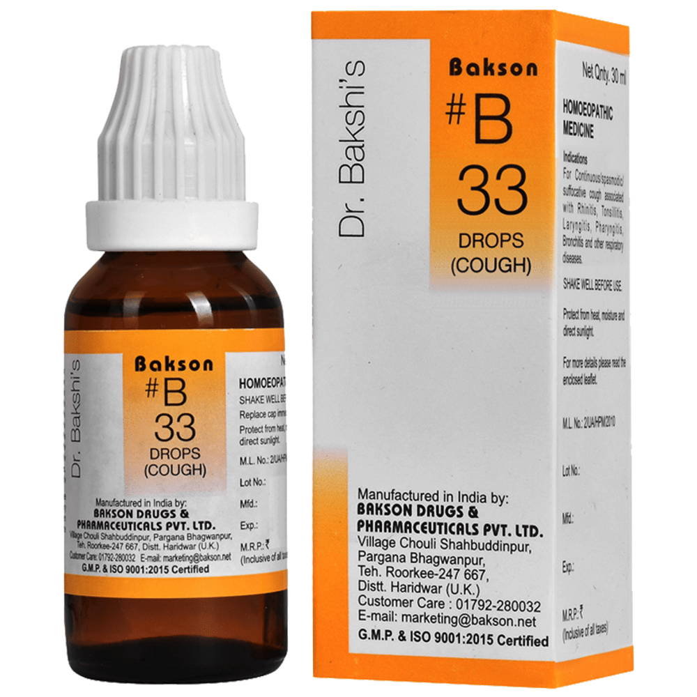 Bakson B33 Cough Drop bottle of 30 ml Drop