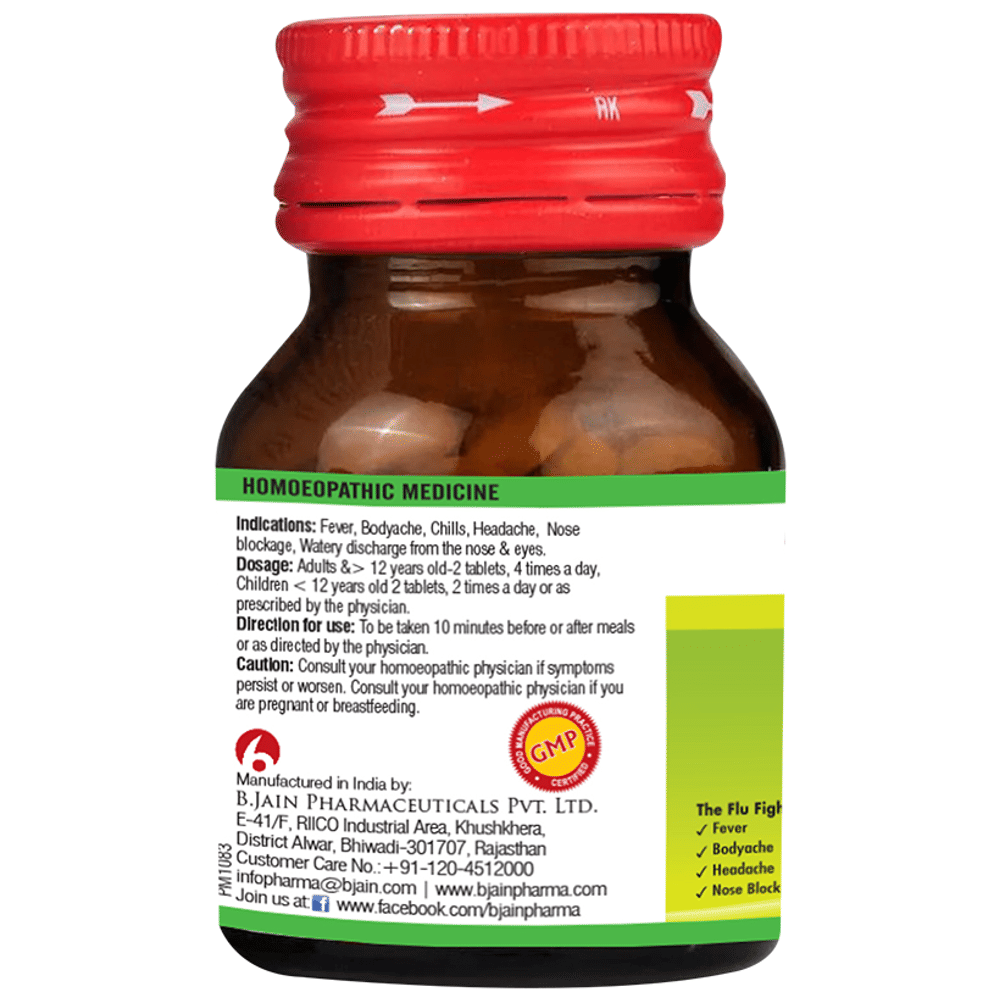 Bjain Omeo Flu Tablet bottle of 25 gm Tablet