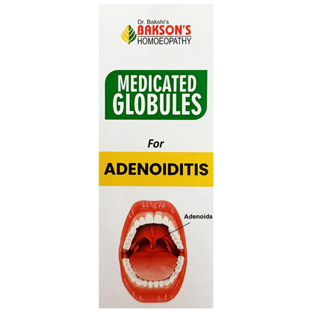Dr Bakshi's Bakson's Homeopathy Medicated Globules for Adenoiditis bottle of 25 gm Globules