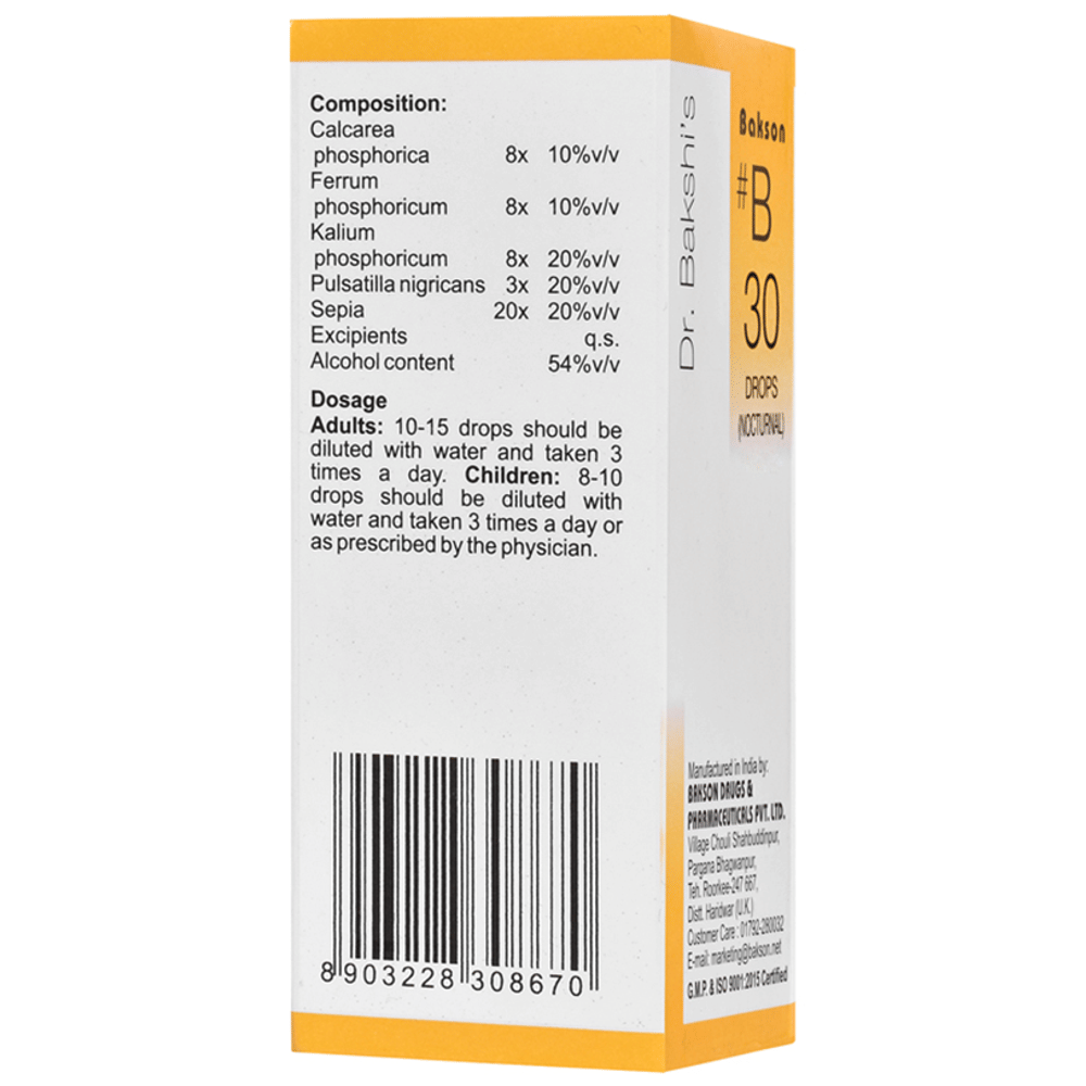 Bakson B30 Nocturnal Drop bottle of 30 ml Drop