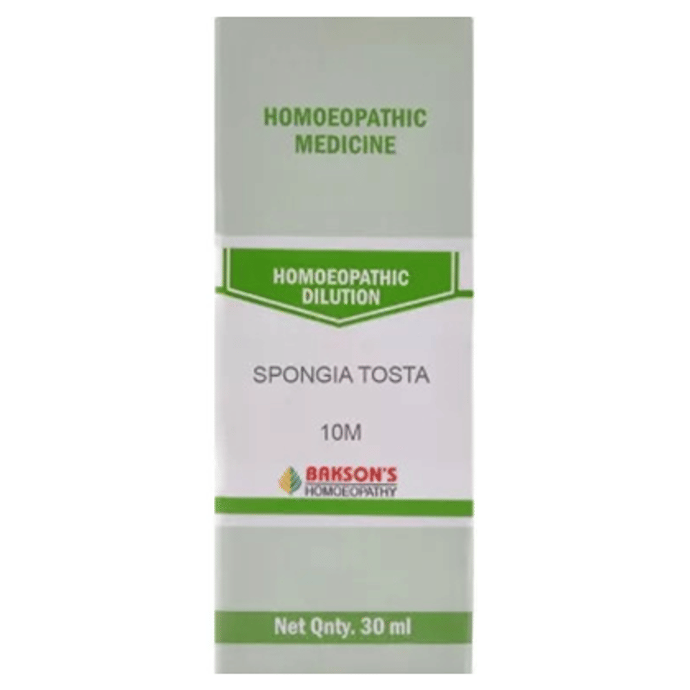 Bakson's Homeopathy Spongia Tosta Dilution 10M bottle of 30 ml Dilution