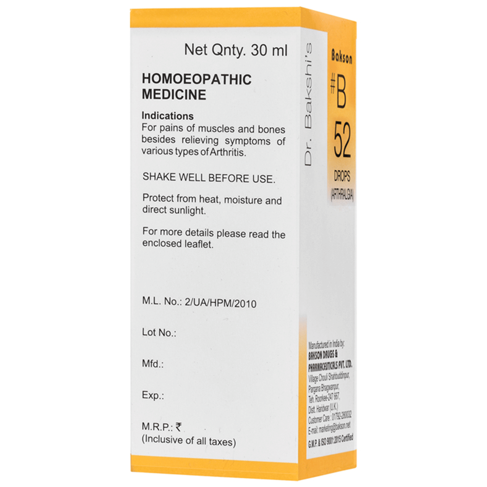 Bakson B52 Arthralgia Drop bottle of 30 ml Drop