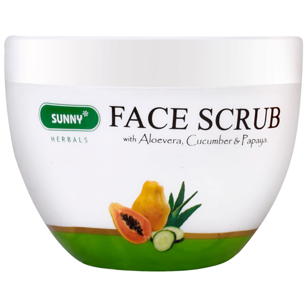 Sunny Herbals Face Scrub with Aloevera, Cucumber & Papaya jar of 125 gm Scrub