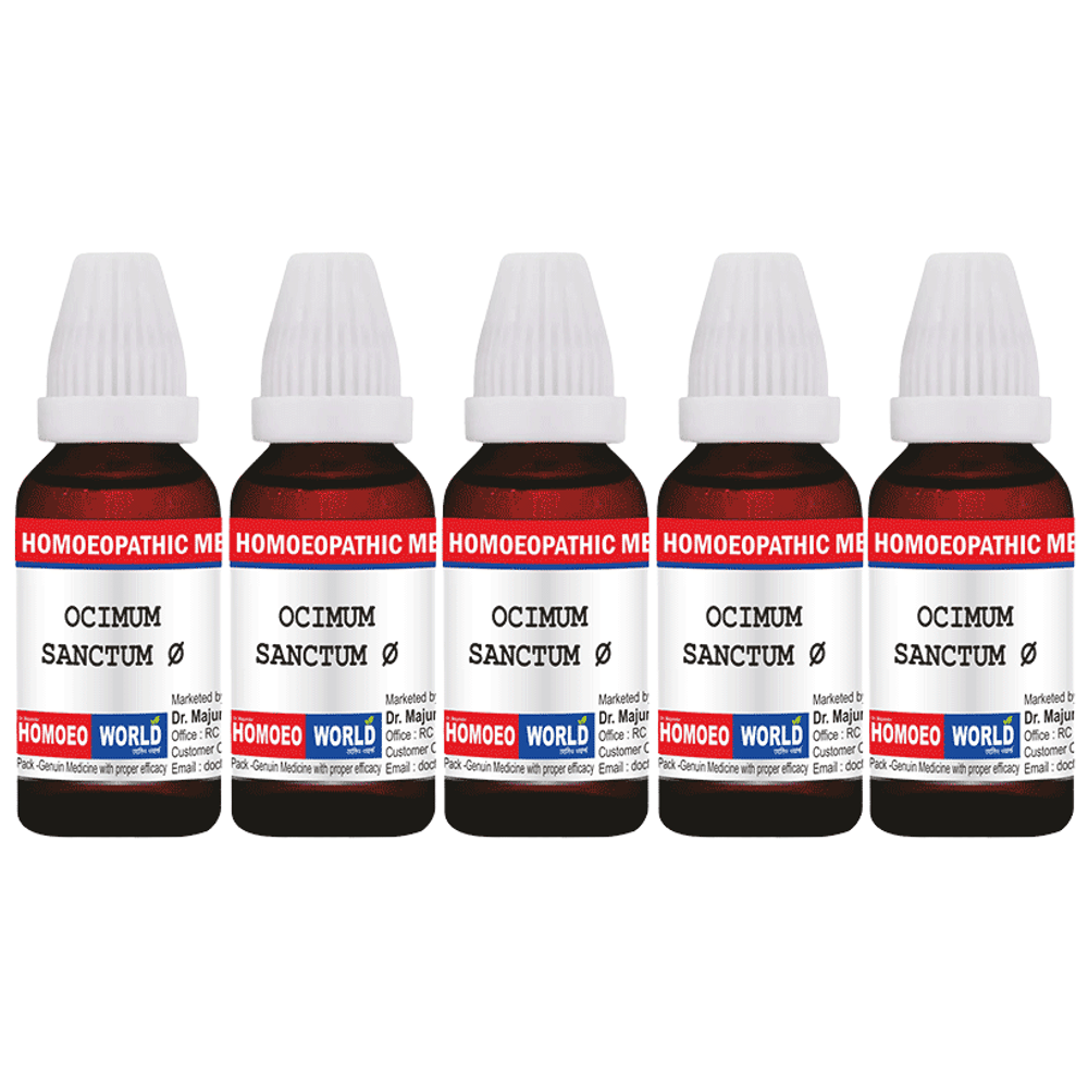 Dr. Majumder Homeo World Ocimum Sanctum Mother Tincture (30ml Each) Q combo pack of 5 bottles