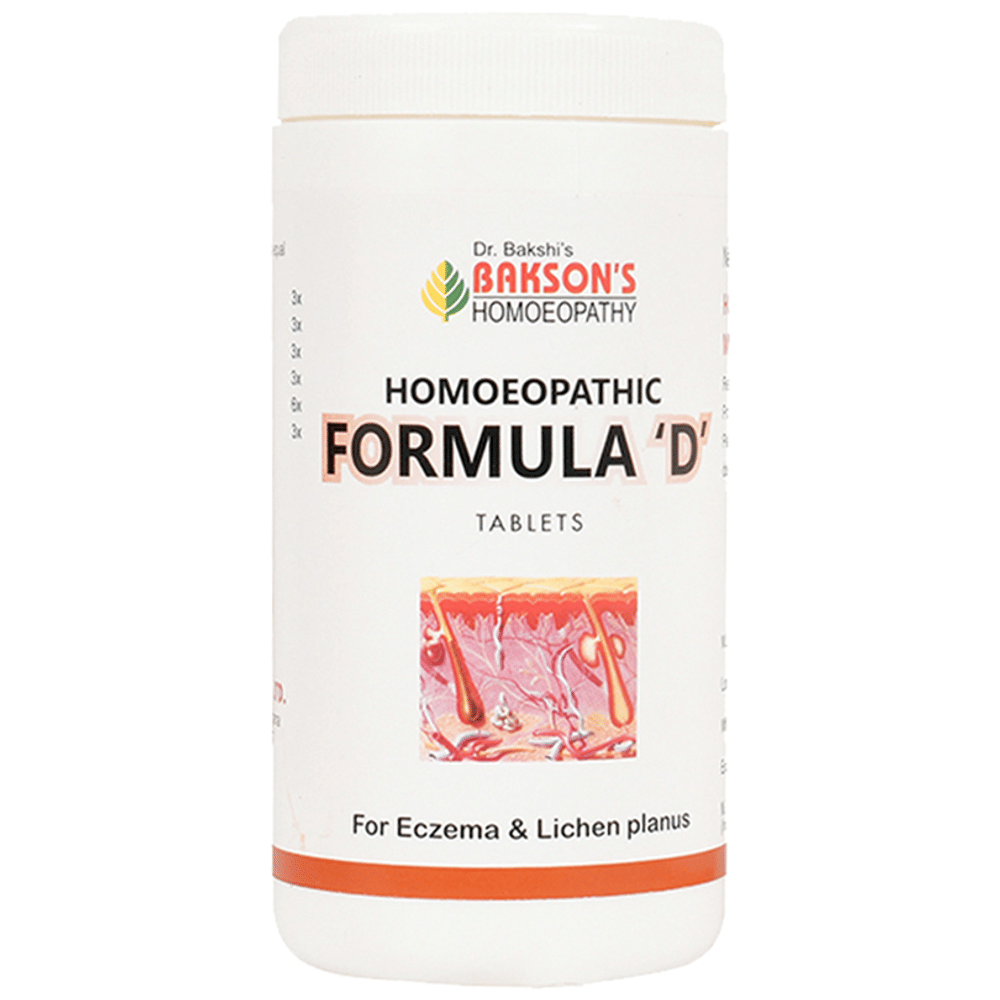 Bakson's Homeopathy Homoeopathic Formula 'D' Tablet bottle of 200 tablets