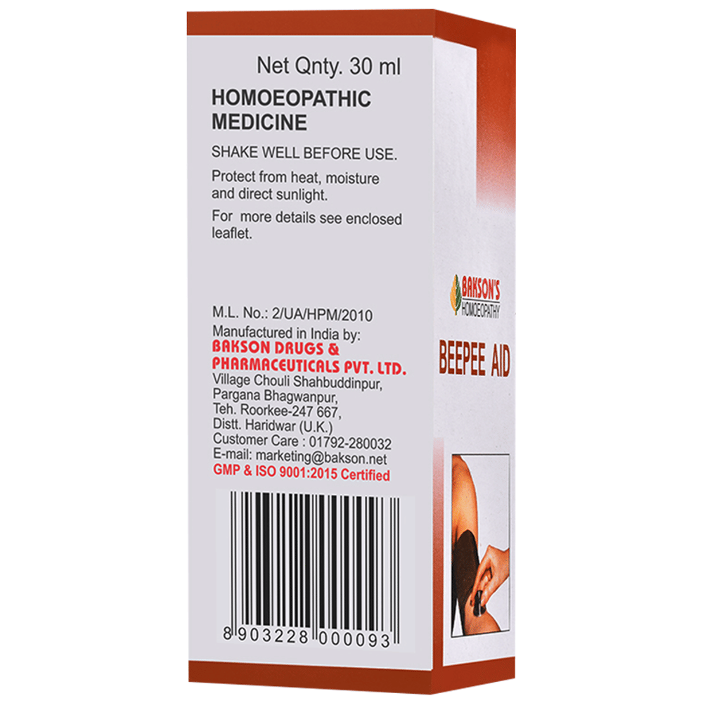 Bakson's Homeopathy Beepee Aid Drop bottle of 100 ml Drop Bakson's Homeopathy Beepee Aid Drop bottle of 100 ml Drop