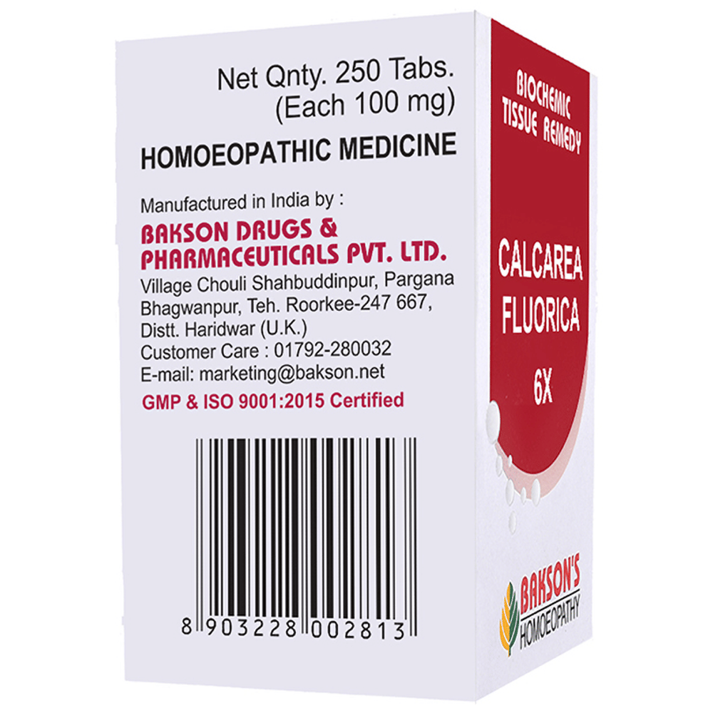 Bakson's Homeopathy Calcarea Fluorica Biochemic Tablet 6X bottle of 250 biochemic tablets Bakson's Homeopathy Calcarea Fluorica Biochemic Tablet 6X bottle of 250 biochemic tablets