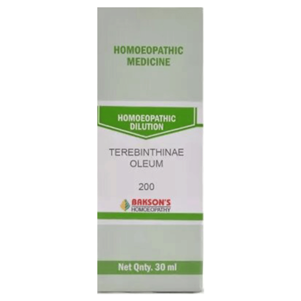 Bakson's Homeopathy Terebinthinae Oleum Dilution 200 bottle of 30 ml Dilution Bakson's Homeopathy Terebinthinae Oleum Dilution 200 bottle of 30 ml Dilution