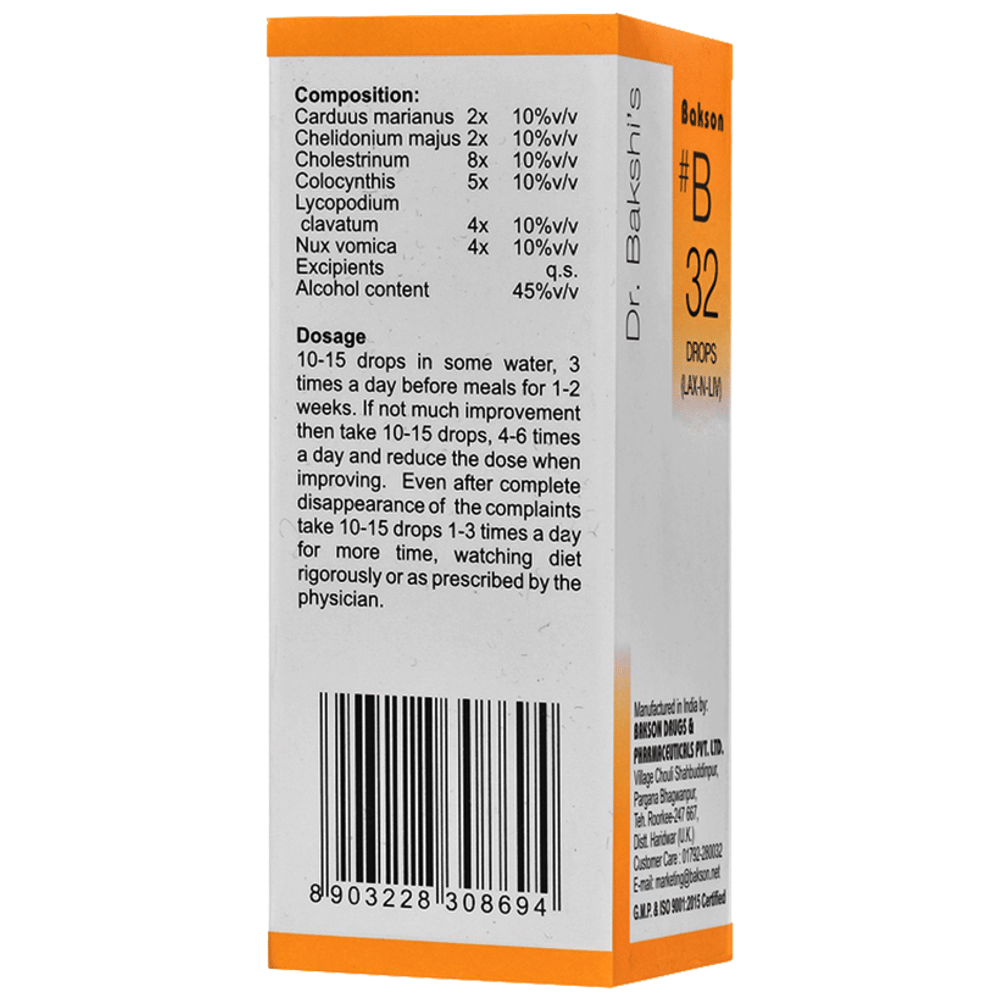 Bakson B32 Lax-N-Liv Drop bottle of 30 ml Drop