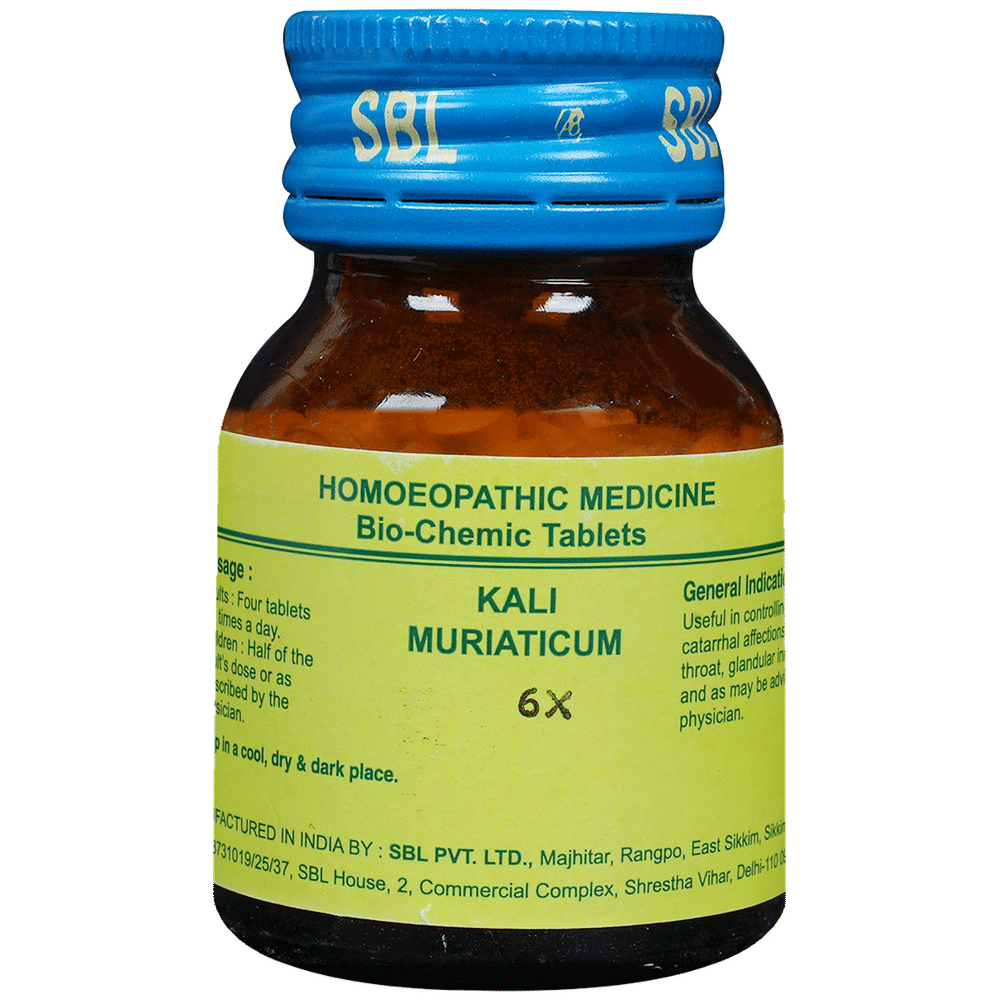 SBL Kali Muriaticum Biochemic Tablet 6X bottle of 25 gm Biochemic Tablet