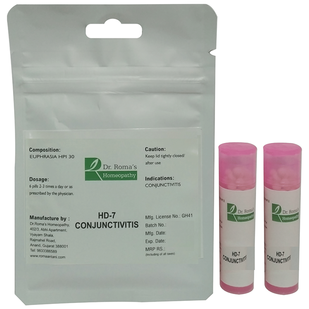 Dr. Romas Homeopathy HD-7 Conjunctivitis, 2 Bottles of 2 Dram packet of 2 bottles