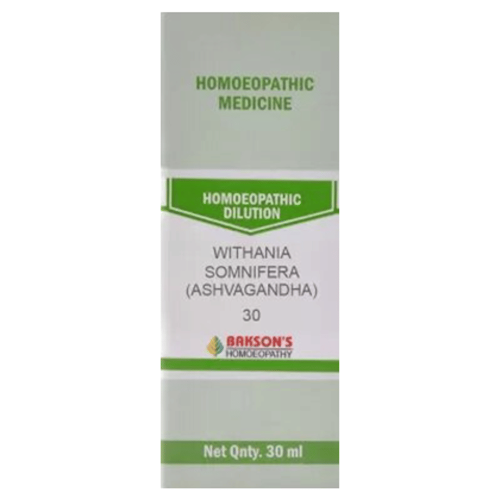 Bakson's Homeopathy Withania Somnifera (Ashvagandha)  Dilution 30 bottle of 30 ml Dilution